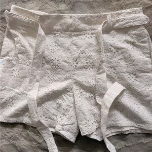 Charter Club White Floral Eyelet High Waist Shorts
